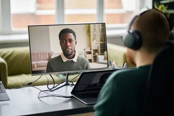 Man attending online mediation Faversham MIAMS session